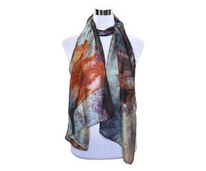 Premium and Soft Quality Printed Scarf 100% Tabby Silk Lightweight MSL207