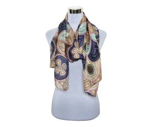 Premium and Soft Quality Printed Scarf 100% Tabby Silk Lightweight MSL210