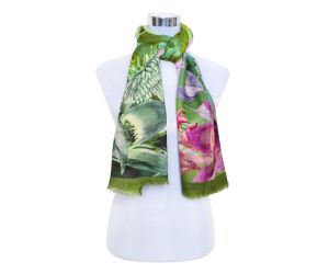 Premium Quality Floral Printed Scarf Silk and Wool Mix Lightweight MSW101