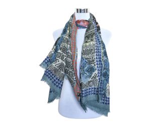 Premium and Soft Quality Printed Scarf Silk and Wool Lightweight MSW105