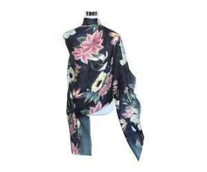 Premium Quality Floral Printed Scarf Silk and Wool Mix Lightweight MSW108