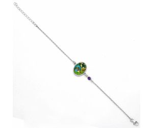 Blue Turquoise In Green Mohave and Amethyst Bracelet SDB2311 B-1028, 13x18 mm