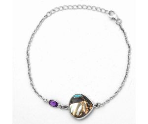 Shell In Black Blue Turquoise and Amethyst Bracelet SDB2542 B-1028, 15x15 mm