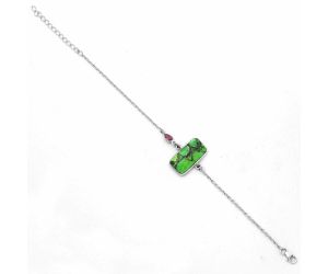 Green Matrix Turquoise and Garnet Bracelet SDB2546 B-1028, 11x22 mm