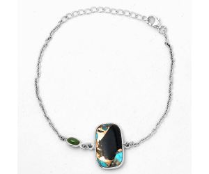 Shell In Black Blue Turquoise and Multi Tourmaline Bracelet SDB2571 B-1028, 12x20 mm