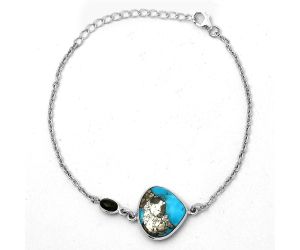 Kingman Turquoise With Pyrite and Multi Tourmaline Bracelet SDB2598 B-1028, 15x16 mm