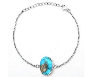 Natural Kingman Turquoise With Pyrite Bracelet SDB2831 B-1023, 12x18 mm