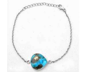 Natural Kingman Turquoise With Pyrite Bracelet SDB2836 B-1023, 18x18 mm