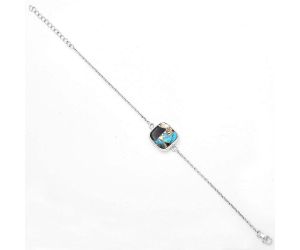 Natural Shell In Black Blue Turquoise Bracelet SDB2993 B-1023, 14x14 mm
