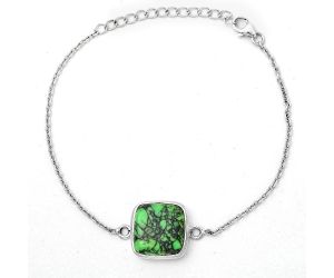 Natural Green Matrix Turquoise Bracelet SDB3027 B-1023, 14x14 mm