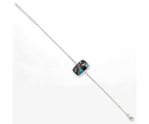 Natural Shell In Black Blue Turquoise Bracelet SDB3254 B-1023, 13x20 mm