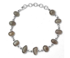 Natural Gray Moonstone Bracelet SDB3534 B-1001, 6x11 mm