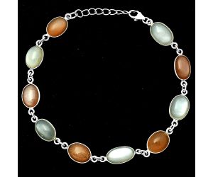 Peach Moonstone & Srilankan Moonstone Bracelet SDB4439 B-1001, 8x11 mm
