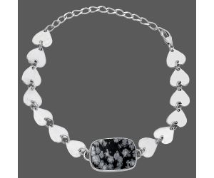 Valentine Gift Heart - Snow Flake Obsidian Bracelet SDB4714 B-1044, 14x19 mm