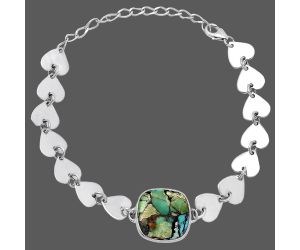Valentine Gift Heart - Lucky Charm Tibetan Turquoise Bracelet SDB4716 B-1044, 16x16 mm