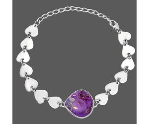Valentine Gift Heart - Copper Purple Turquoise Bracelet SDB4735 B-1044, 18x18 mm