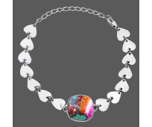 Valentine Gift Heart - Kingman Orange Dahlia Turquoise Bracelet SDB4744 B-1044, 16x16 mm
