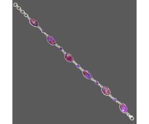 Copper Purple Turquoise and Amethyst Bracelet SDB4867 B-1006, 9x12 mm