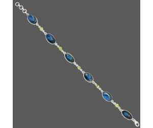 Blue Fire Labradorite and Peridot Bracelet SDB4880 B-1006, 9x14 mm