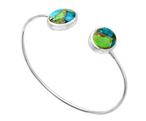 Blue Turquoise In Green Mohave Cuff Bangle Bracelet SDB5141 B-1004, 12x15 mm