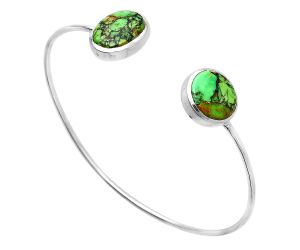 Green Matrix Turquoise Cuff Bangle Bracelet SDB5142 B-1004, 11x14 mm