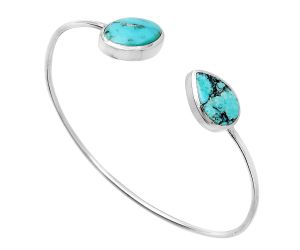 Natural Turquoise Morenci Mine Cuff Bangle Bracelet SDB5145 B-1004, 11x16 mm