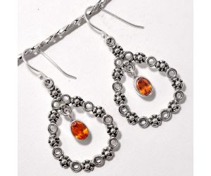 Lab Created Padparadscha Sapphire Earrings SDE18149 E-1175, 5x7 mm