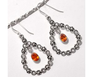 Lab Created Padparadscha Sapphire Earrings SDE18161 E-1175, 5x7 mm