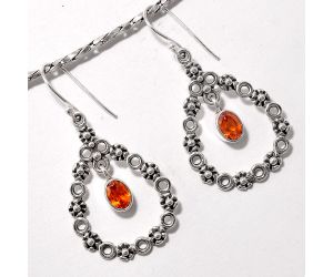 Lab Created Padparadscha Sapphire Earrings SDE18187 E-1175, 5x7 mm