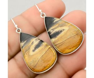 Natural Root Plume Agate Earrings SDE23817 E-1001, 18x28 mm