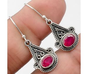 Lab Created Pink Rubellite Earrings SDE26016 E-1181, 5x7 mm