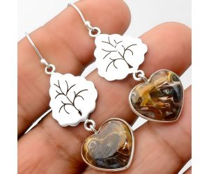 Valentine Gift Heart Tube Agate - Turkish Earrings SDE26427 E-1094, 15x16 mm