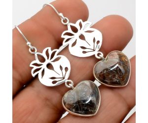 Valentine Gift Heart Tube Agate - Turkish Earrings SDE26450 E-1094, 16x17 mm