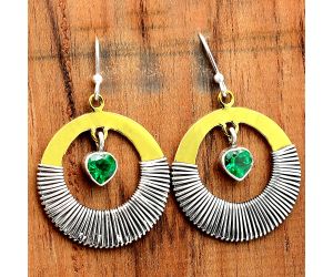 Valentine Gift Two Tone Heart - Lab Created Green Tourmaline Earrings SDE30100 E-1104, 6x6 mm