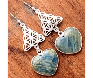 Valentine Gift Natural Artisan - Heart Blue Aragonite Earrings SDE32679 E-1108, 16x17 mm
