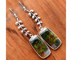 Leaves - Natural Blood Stone - India Earrings SDE32802 E-1238, 12x24 mm