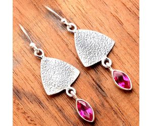 Lab Created Pink Rubellite Earrings SDE33083 E-1094, 4x8 mm