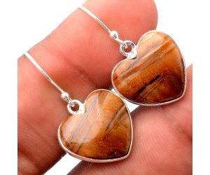 Valentine Gift Heart Natural Sandal Wood Earrings SDE33735 E-1022, 16x17 mm