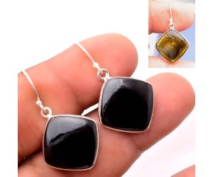 Natural Tektite - Greek Earrings SDE33783 E-1001, 16x16 mm