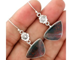 Natural Blood Stone - India Earrings SDE34511 E-1237, 13x20 mm