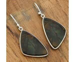 Natural Blood Stone - India Earrings SDE35764 E-1001, 15x25 mm