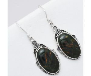 Turkish Rainforest Chrysocolla Earrings SDE39852 E-1208, 12x19 mm