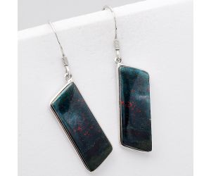Natural Blood Stone - India Earrings SDE42441 E-1001, 10x29 mm