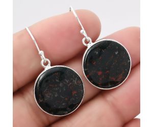 Natural Blood Stone - India Earrings SDE43087 E-1001, 18x18 mm