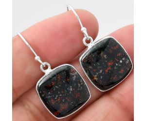 Natural Blood Stone - India Earrings SDE43339 E-1001, 16x16 mm