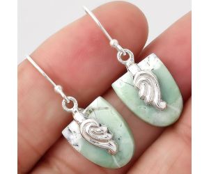 Dendritic Chrysoprase - Africa 925 Sterling Silver Earrings Jewelry SDE44202 E-1137, 12x15 mm