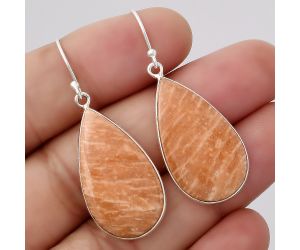 Natural Orange Amazonite Earrings SDE45870 E-1001, 16x28 mm