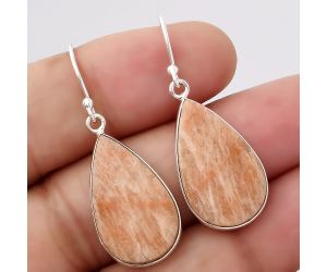 Natural Orange Amazonite Earrings SDE45908 E-1001, 13x23 mm