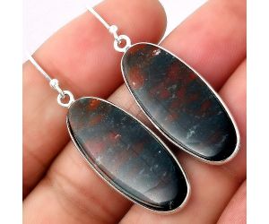 Natural Blood Stone - India Earrings SDE45968 E-1001, 12x30 mm
