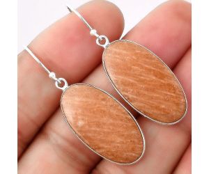 Natural Orange Amazonite Earrings SDE45996 E-1001, 14x27 mm
